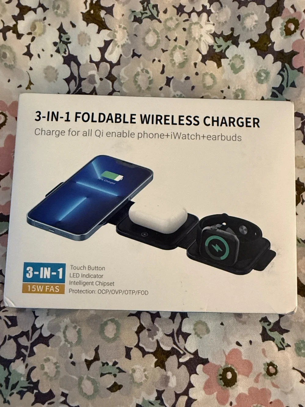 3-in-1 Foldable Wireless Charger - Black - BRAND NEW